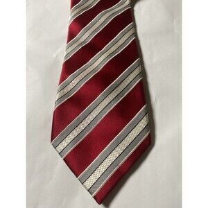 DONALD  TRUMP Signature Collection Men's 100% Silk Handmade Tie Red Repp Striped
